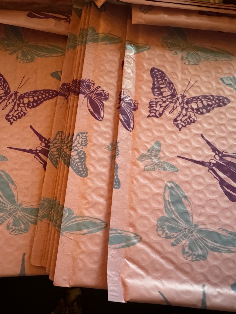 Elegant Butterfly Print Bubble Mailers 6x10” - Set of 10